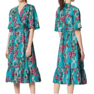 Sandro Tinca Floral-Print Silk Midi Wrap Dress‎ 34
